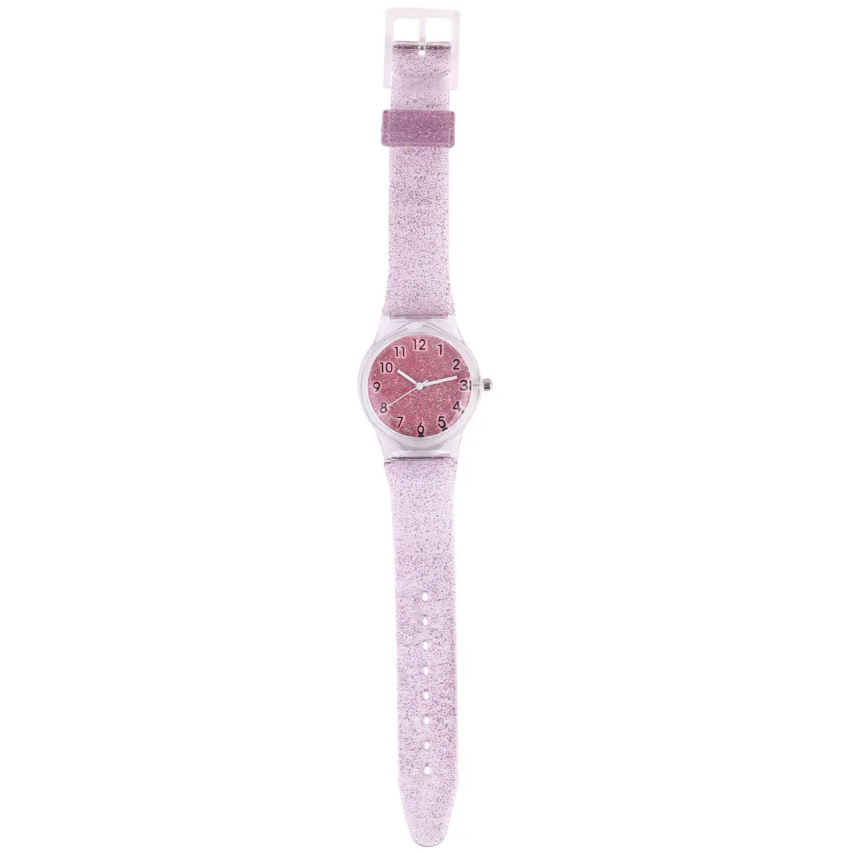 Transparent Glitter Watch Shiny Silicone Band Durable Comfortable Adjustable Wristwatch Watch