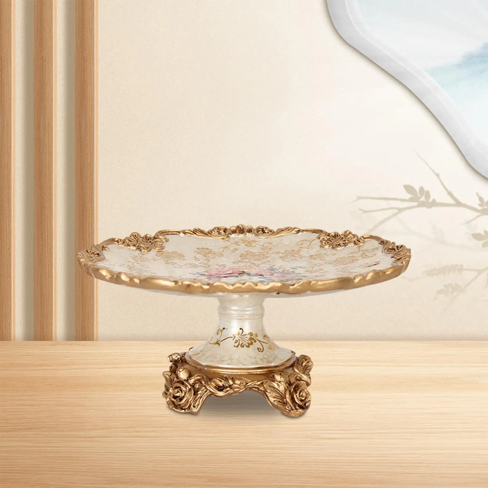 

Retro Design Fruit Tray Dessert Bowl Decorative Cake Plate Smooth Surface Resin