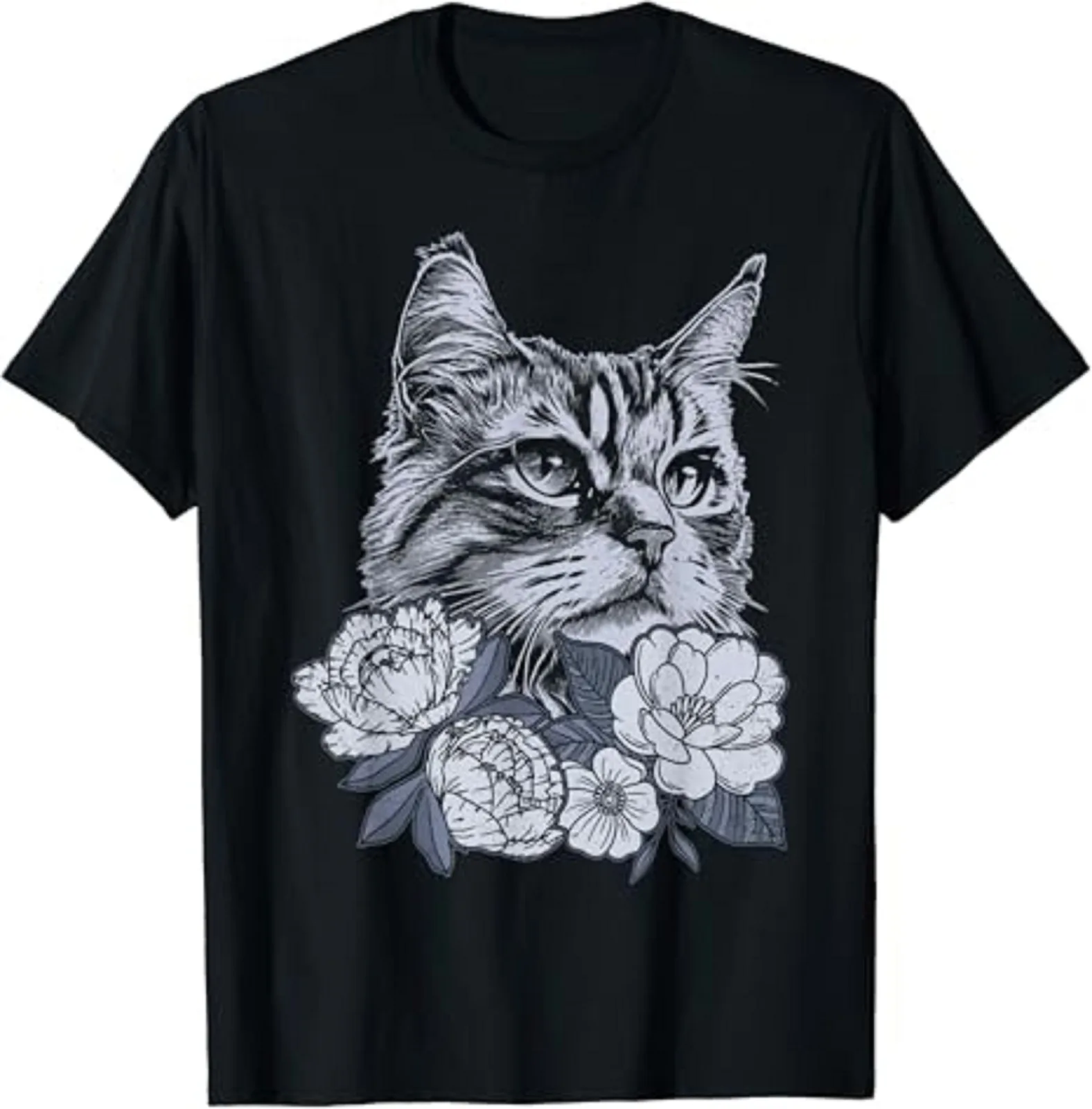 

Beautiful Cat With Flower Great Gift Unisex T-Shirt Size S-5XL