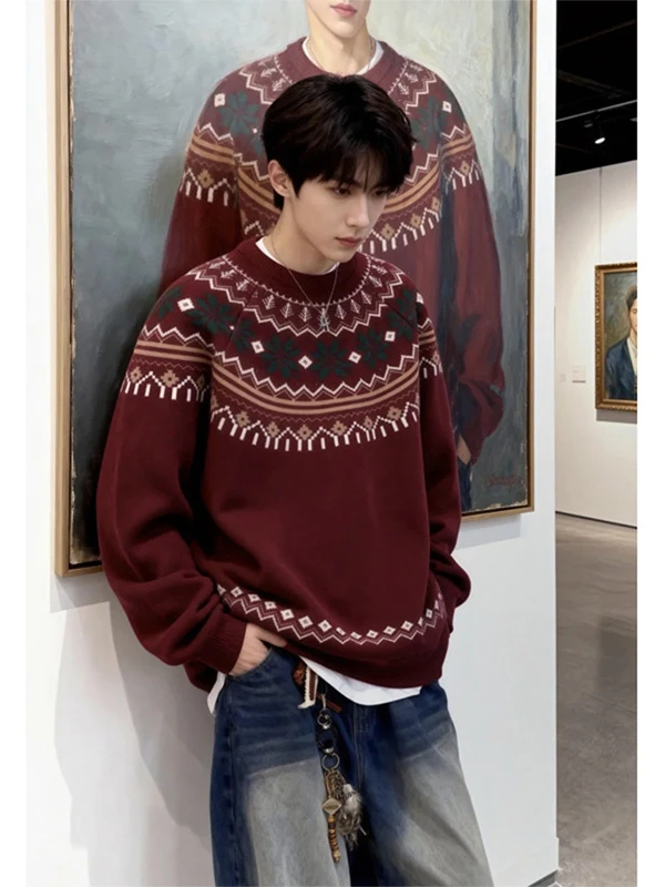 

Мужской вязаный свитер Cisas Theme с круглым вырезом, удобное нижнее белье, модный повседневный зимний топ с длинными рукавами