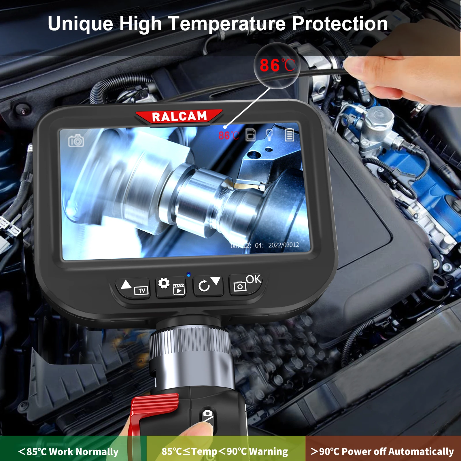 H406B Ip68 Waterproof Car Endoscope 4.3Inch Lcd Hd Portable Endoscope 2Ways Articulating Snake Borescope Camera