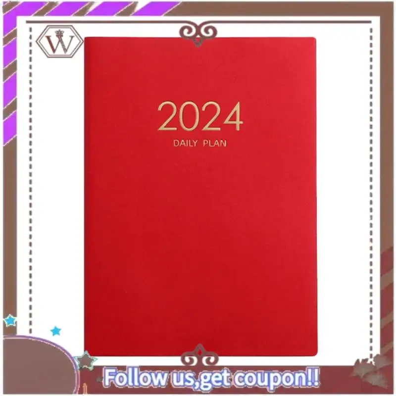 ล่าสุด 2024 สีแดง Plan ปฏิทินหนา Daily Plan โน้ตบุ๊ครายสัปดาห์โน้ตบุ๊คอุปกรณ์สํานักงานโรงเรียน 21.2 ซม.X 28.8 ซม.X 2C
