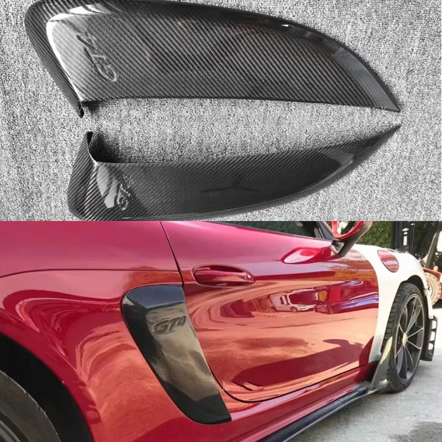 Carbon Fiber For Porsche 718 Cayman Boxster GT4 Style Set Auto Fender Side Air Vent Side wind knife Outlet Cover body kit