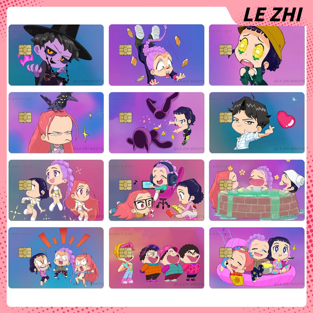 Cartoon Anime Popular Kpop Demon Hunters Credit Card Pvc Waterproof Protective Film Sticker Shining Star Love Small Chip Sticker