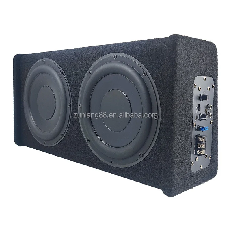 Subwoofers de coche activos duales de 8 pulgadas con graves potentes, caja de altavoz delgada de 5 pulgadas, bobina única DC 12V para uso en Audio