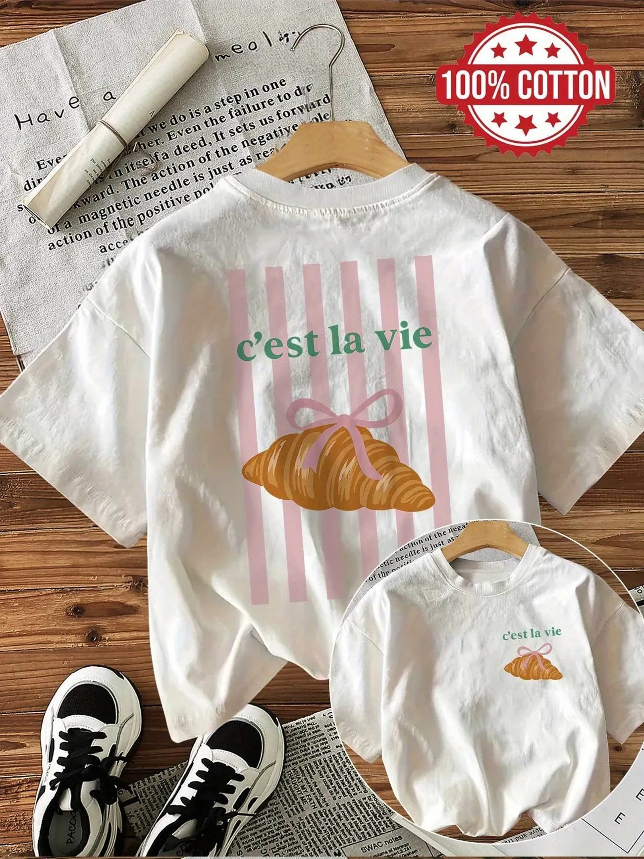 Grafisches Damen Y2k Ästhetik Brotliebhaber Baumwoll-T-Shirt mit Retro-Print, Weicher Rundhalsausschnitt, Kurzarm-Oberteil, Vintage-Shirt – Detail 4
