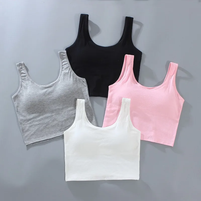 Children\'s Long Vest Camisole Underwear Simple Comfortable Cotton Bra For Teenage Girls 8-14 Years old Summer Sports Bra