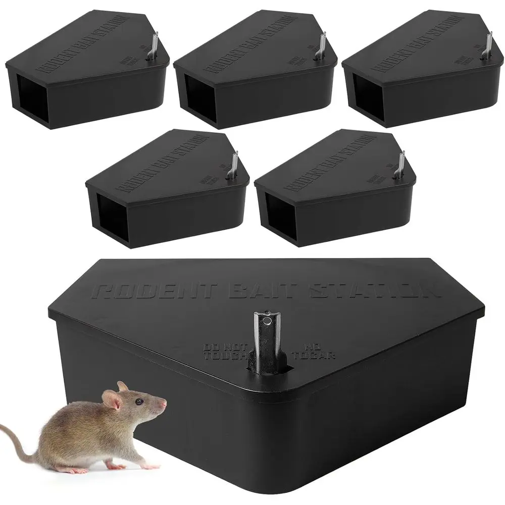 

6-Unit Rat Station Box with Keys: Safe, Reusable Rodent Control for Pets & Kids, Indoor/Outdoor