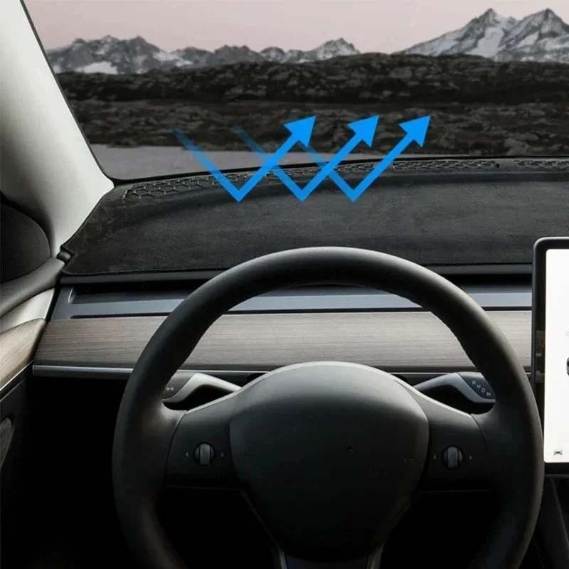 3D Dashboard Pad Cover for Tesla Model 3 Y X Car Accessories Non-slip Sun Shade Dashboard Protection Mats Light Proof Pad Black