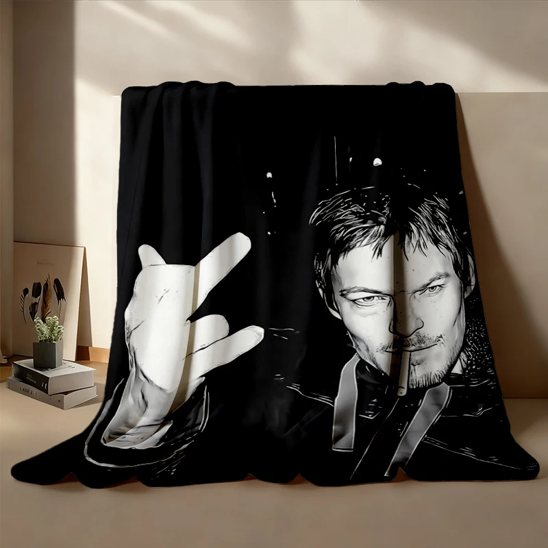 Daryl Dixon Warm Blanket, Norman Reedus Vintage Soft Blanket, The Walking Dead Middle Finger