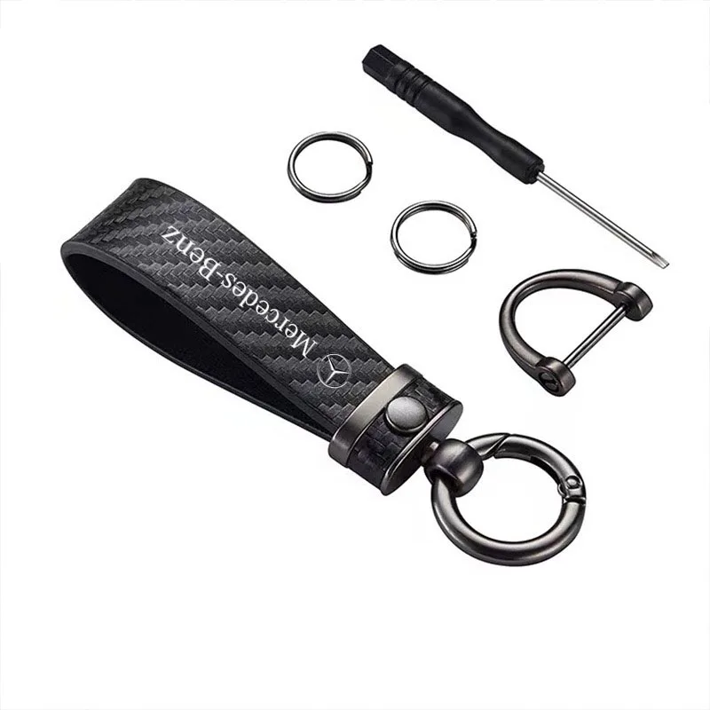 Car Keychain Metal Leather Keychain for Mercedes Benz AMG W210 W176 AMG CLS CLE CLA GLA GLB GLS GLE W222 Auto Accessories
