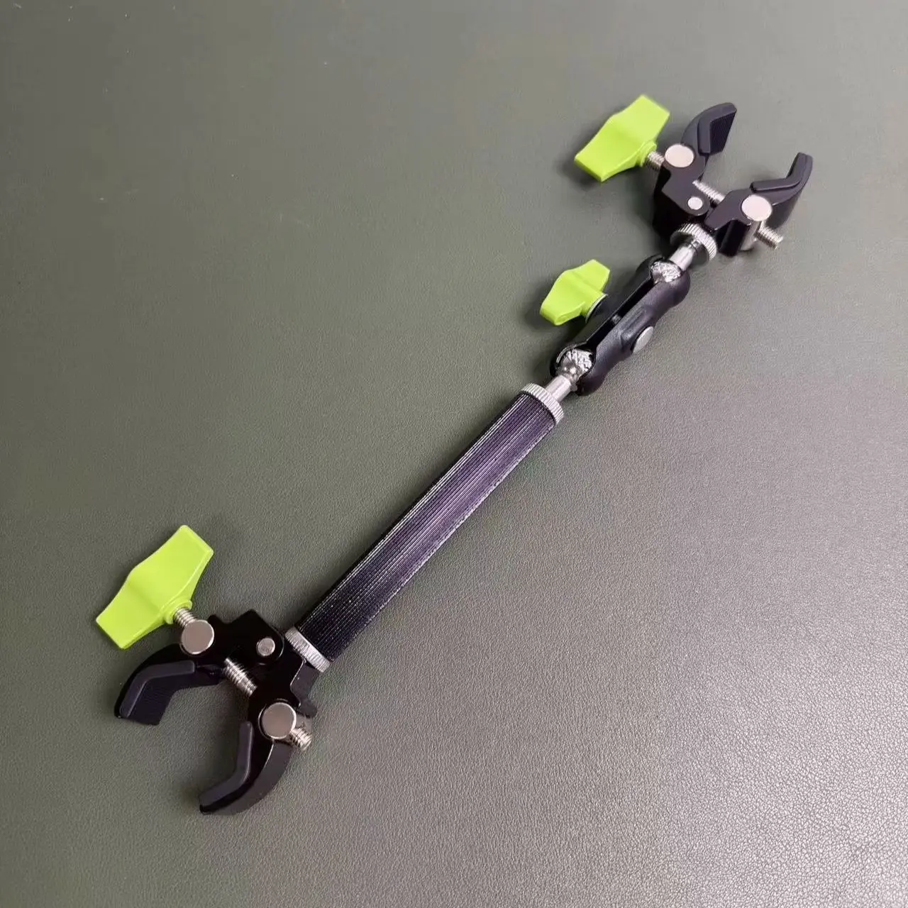 Double Headed Metal Clamp with Extended Aluminum Rod 360 Degree Movable Joint for Bicycle Handlebars And Microphone Stand