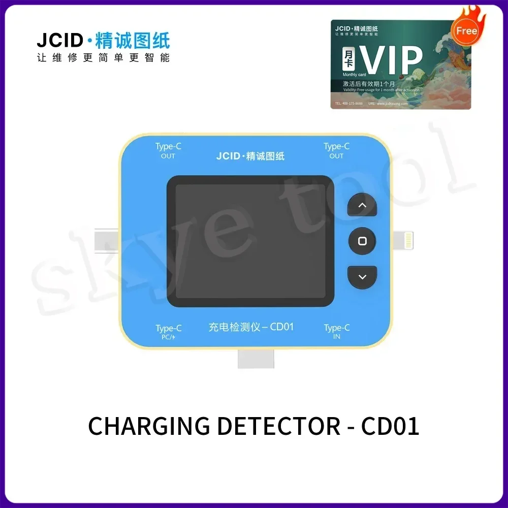 JCID CD01 2.4inch Charging Tester PD Digital Voltmeter Vurrent Meter Support Type_C/USB3.0 Real-time Monitor Fast Charging Power