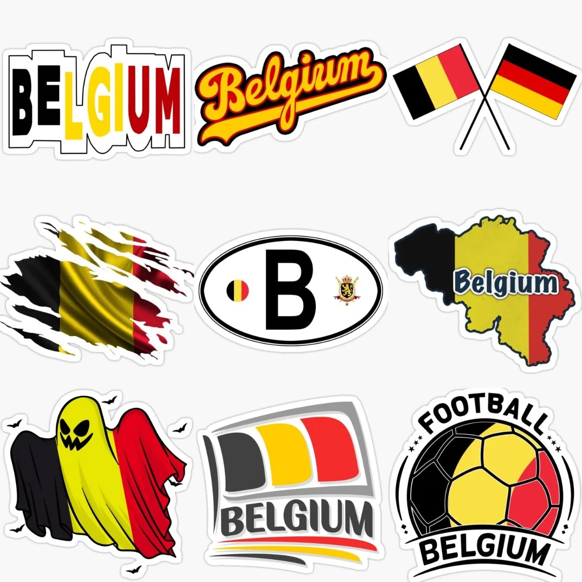 

B Belgium Flag Map Creative PVC Sticker for Covered Scratch Decorate Car Window Truck Motorcycle Bumper Bicycle Wall Accessories