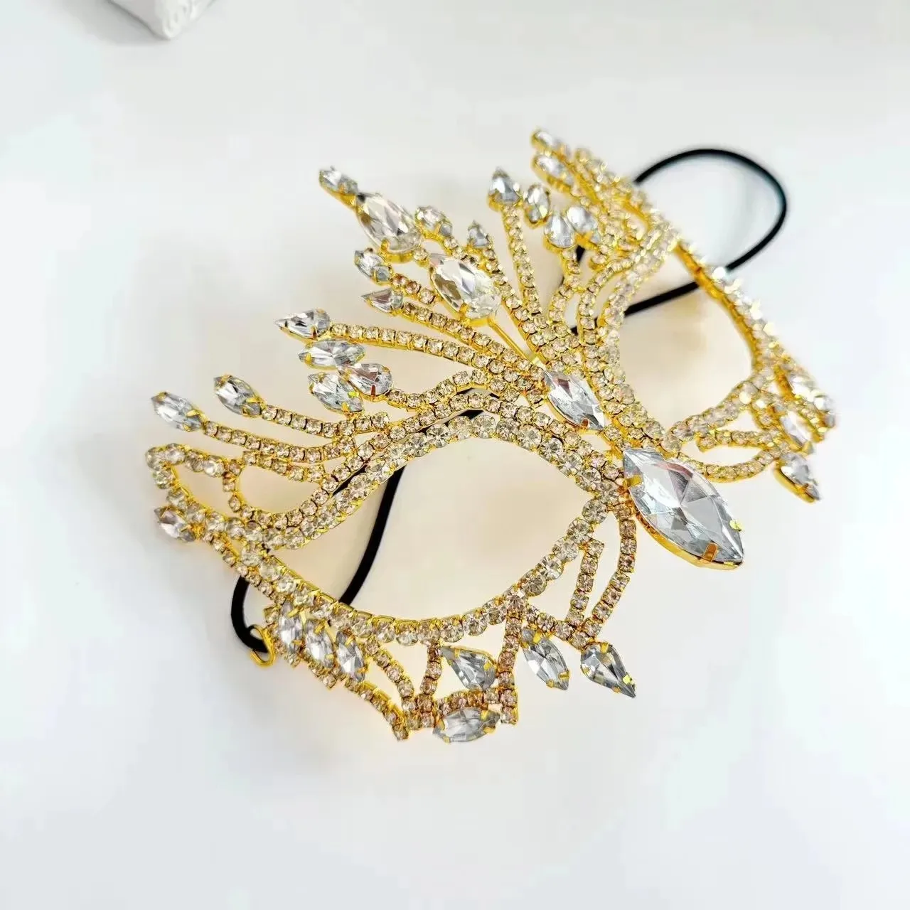 Nieuwe mode luxe glanzende strass masker dames make-up bal vakantiefeest mysterieuze Halloween masker sieraden accessoires