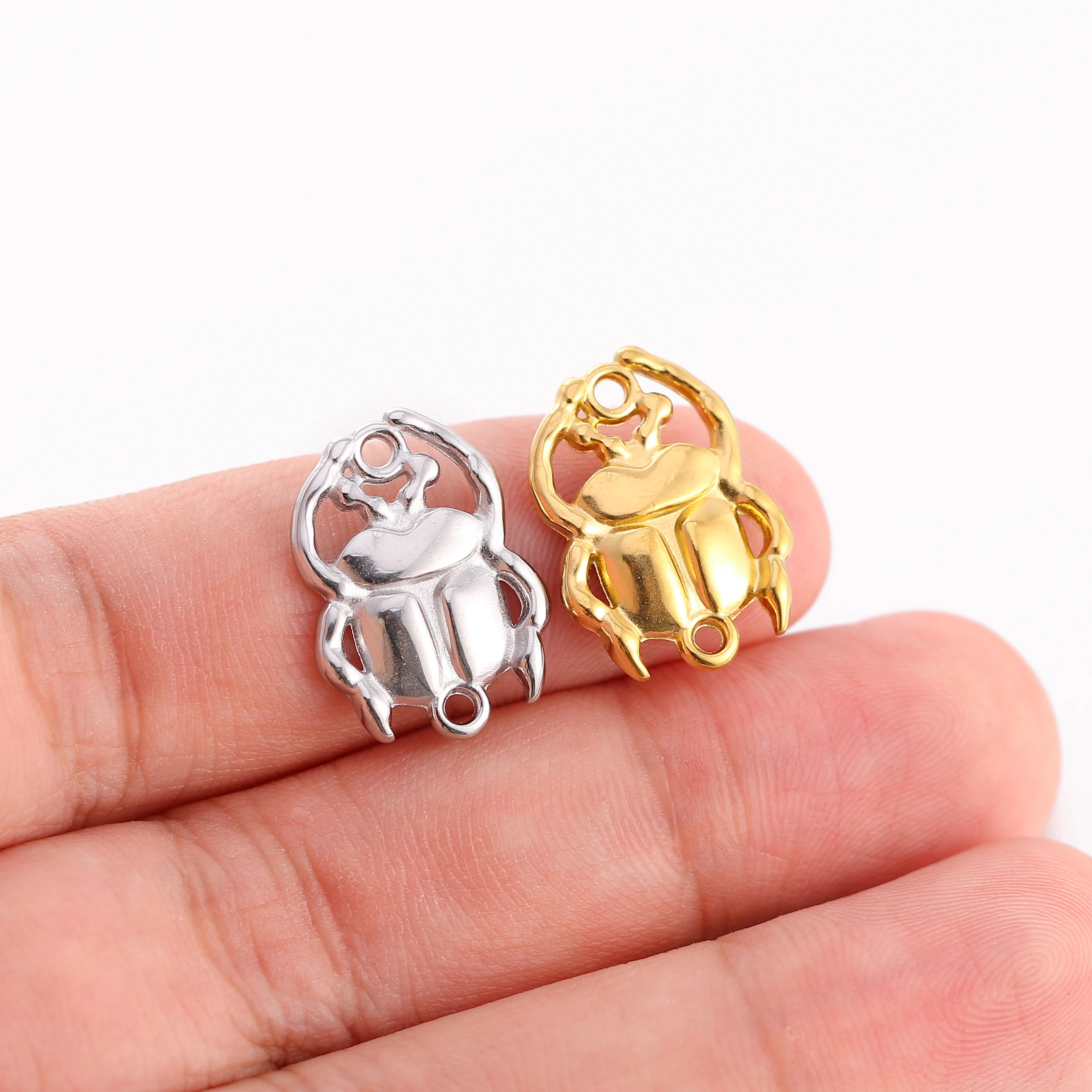 3pcs/Lot Cute Beetles Charm For Jewelry Making Supplies Scarab Connector DIY Bracelet Earrings Necklace Gold Color Accessories