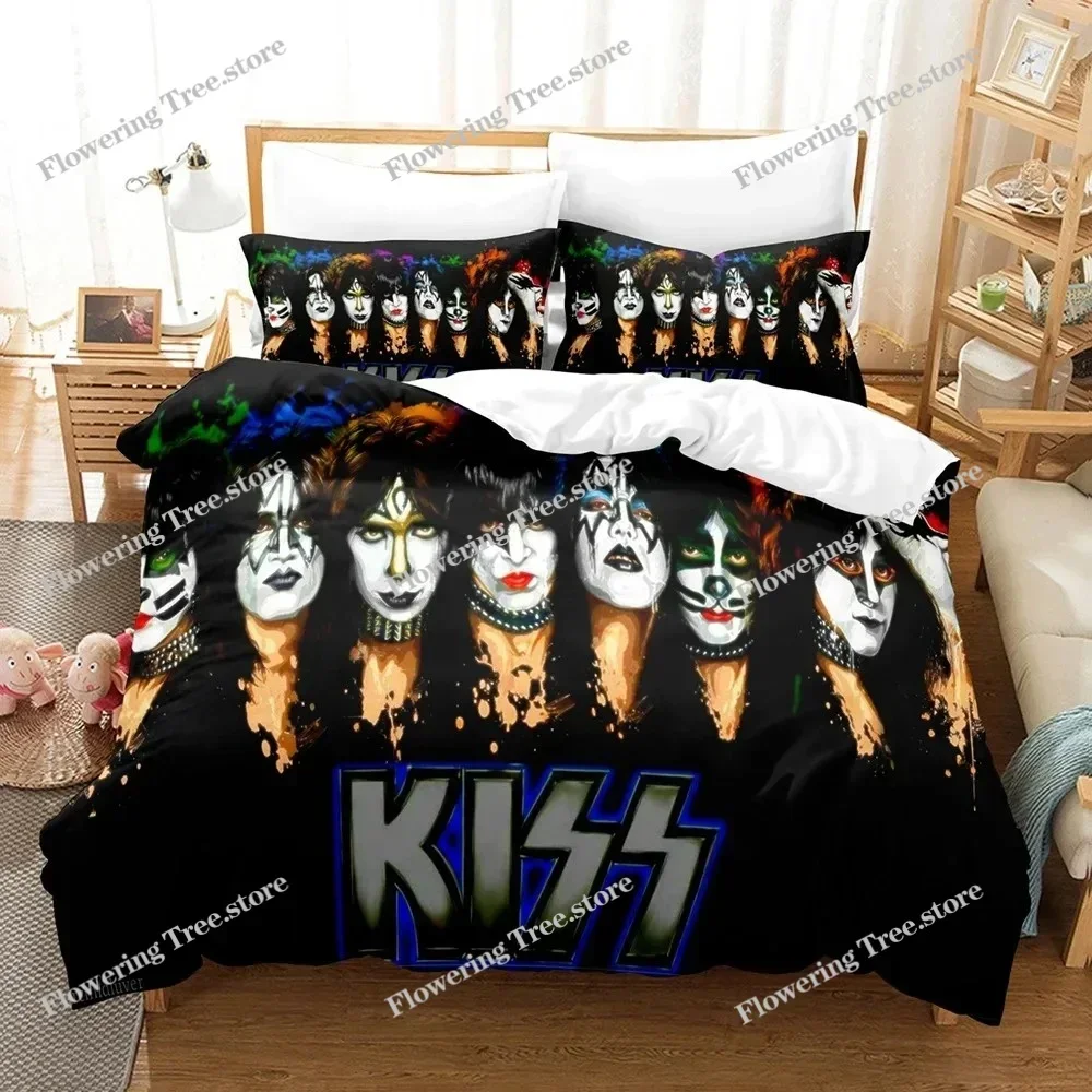 

Kiss Rock Band Music 3D Duvet Cover Bedding Set Polyester Pillowcases Quilt Cover Fashion Home Decor Gift Twin King Queen029