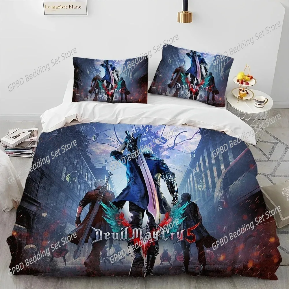 Game D-Devil May Cry DMC Bedding Set,Duvet Cover Comforter Bed Set Quilt Cover Pillowcase,King Queen Twin Size Boys Girls Adults