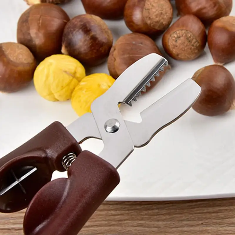 Chestnut Cracker Tool Stainless Steel Opener Cracker Tool Metal Nut Opener Plier with Non Slip Handle Chestnut Peeler Scissors