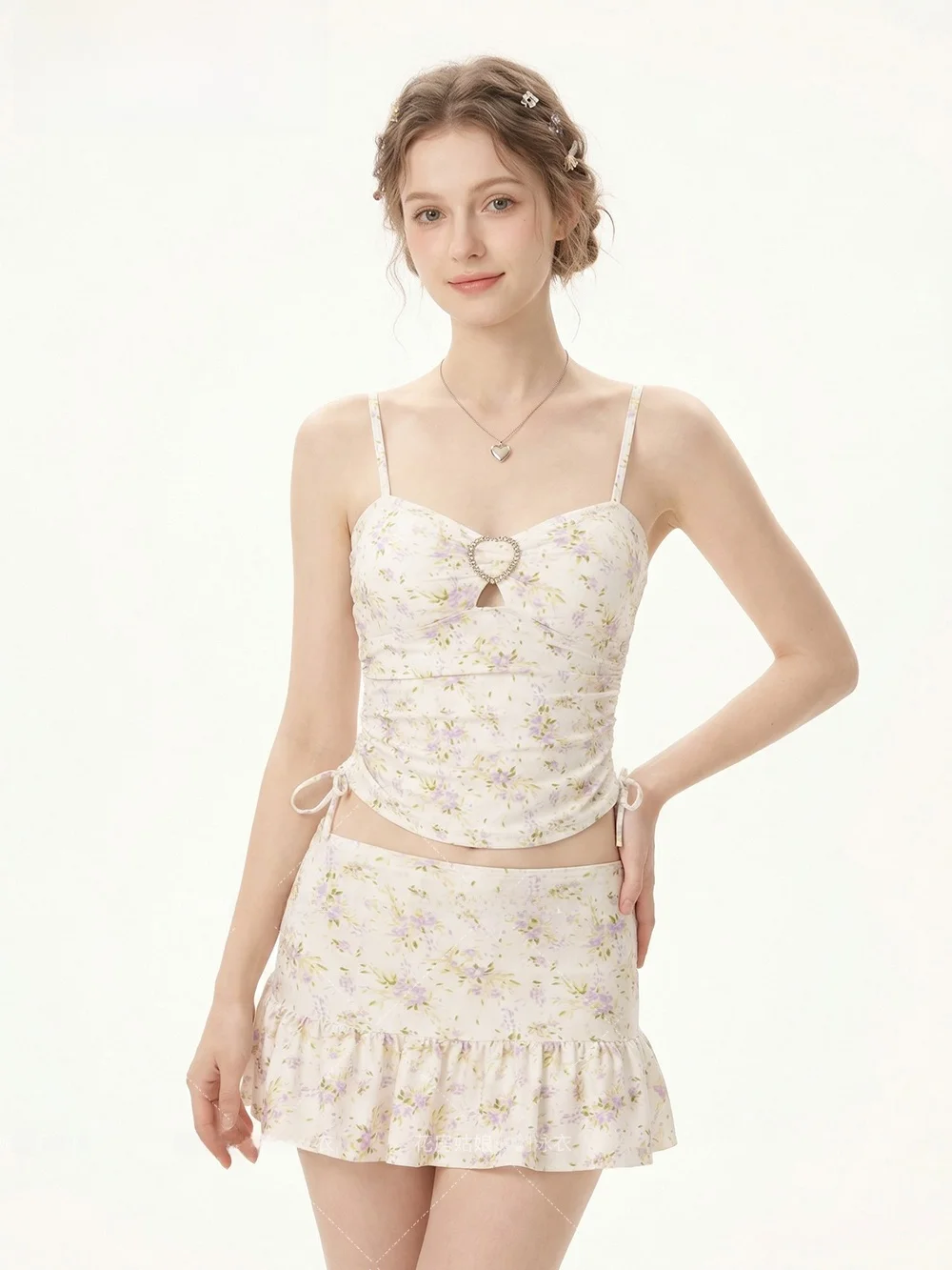 

Консервативный женский купальник-бикини с цветочным принтом, в стиле юбки, с длинным рукавом, для студенток, для термальных источников