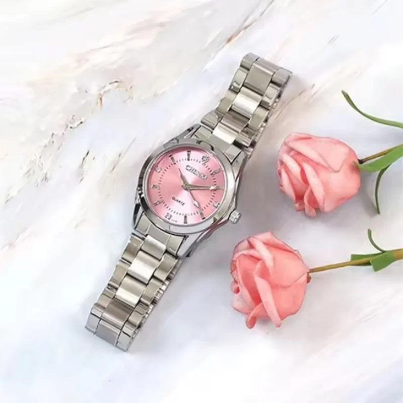 

CHENXI 021B Women's Quartz Watch Luxury Fashion Diamond Simulation Display Steel Belt Waterproof Night Light Couple Clock Gift