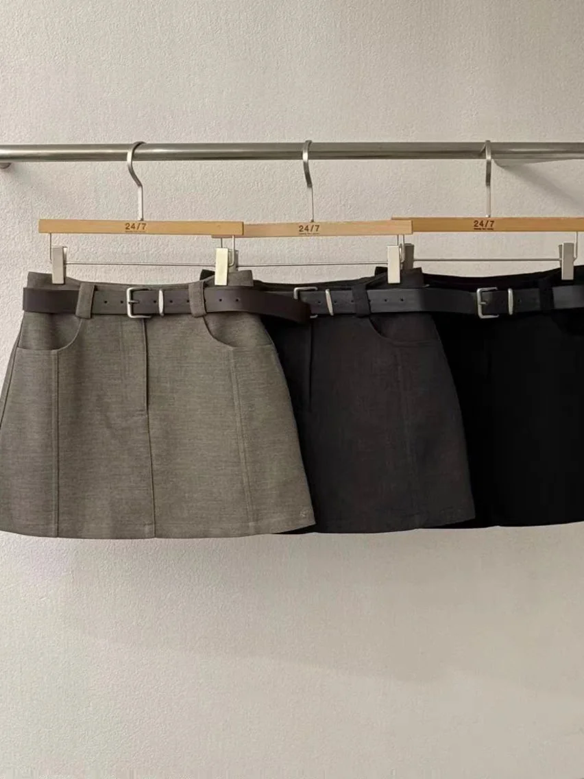 

Юбка-трапеция с высокой талией и дизайнерскими карманами, брюки-кюлоты из полиэстера, идеально подходящие для повседневной носки, для женщин.