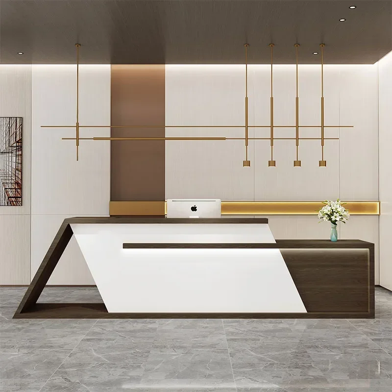 منبر فاخر مكتب مكتب الاستقبال مكتب حديث منصة خشبية تسجيل متجر مكافحة بار التنفيذي Mostrador الأثاث العصري #2