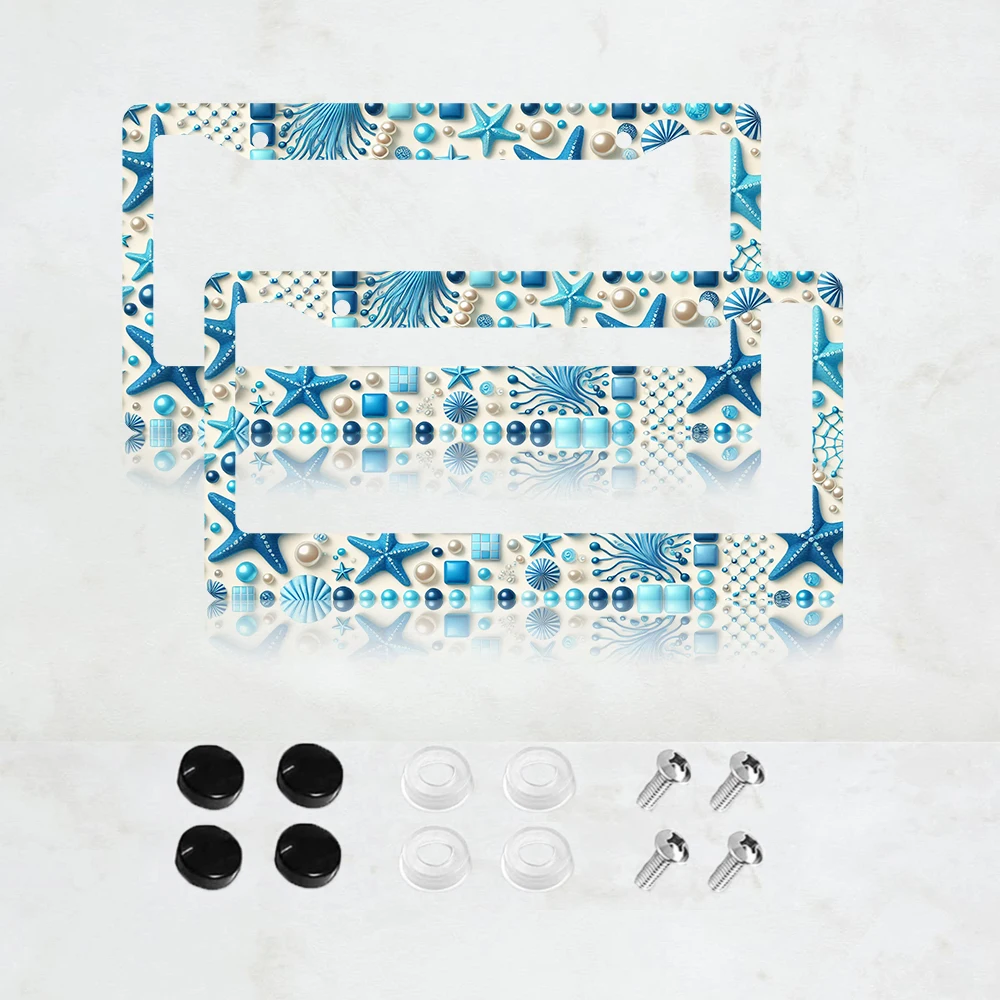 

Рамка для номерного знака автомобиля, 2 шт., с дизайном синей морской звезды, металлическая, для декора автомобиля, аксессуар для авто