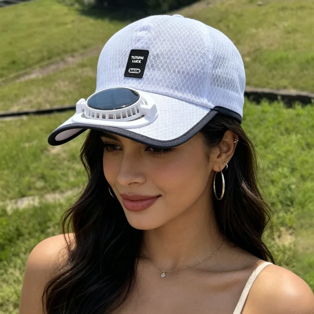 New Men Women Solar Powered Fan Cap UV Protection Sun Hat Extra Long Visor Fishing Cooling Charging Outdoor Sport Headwear