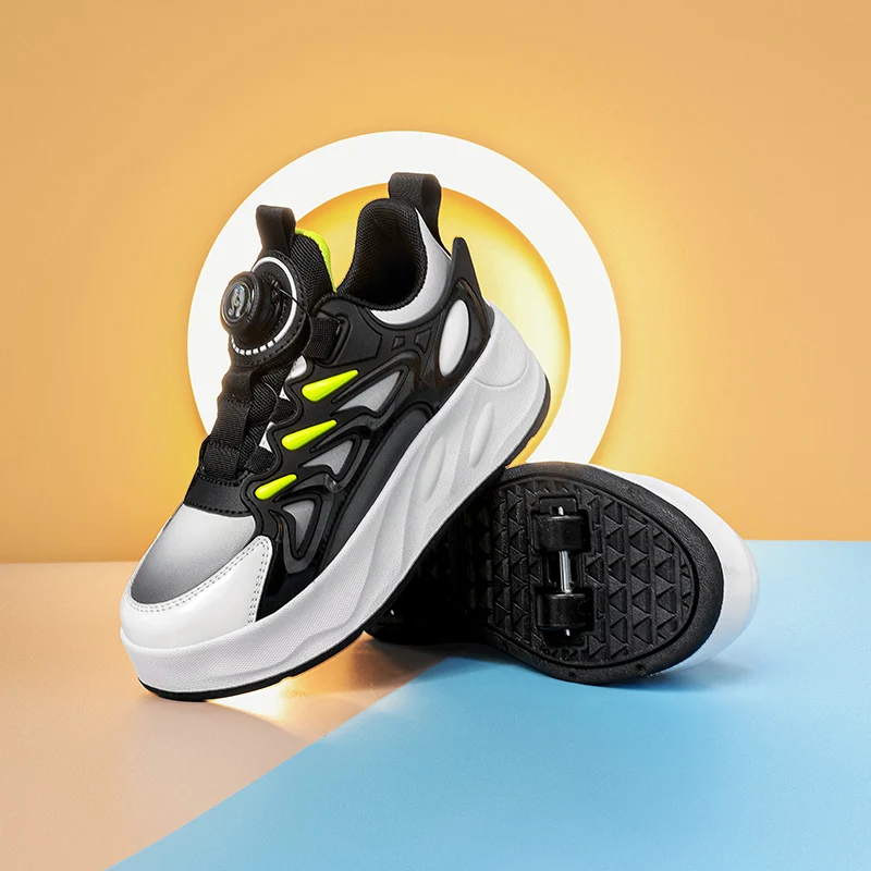 Student quality sports shoes Rotary buckle running shoes multi-functional 4 wheel roller skates entertainment sports shoes