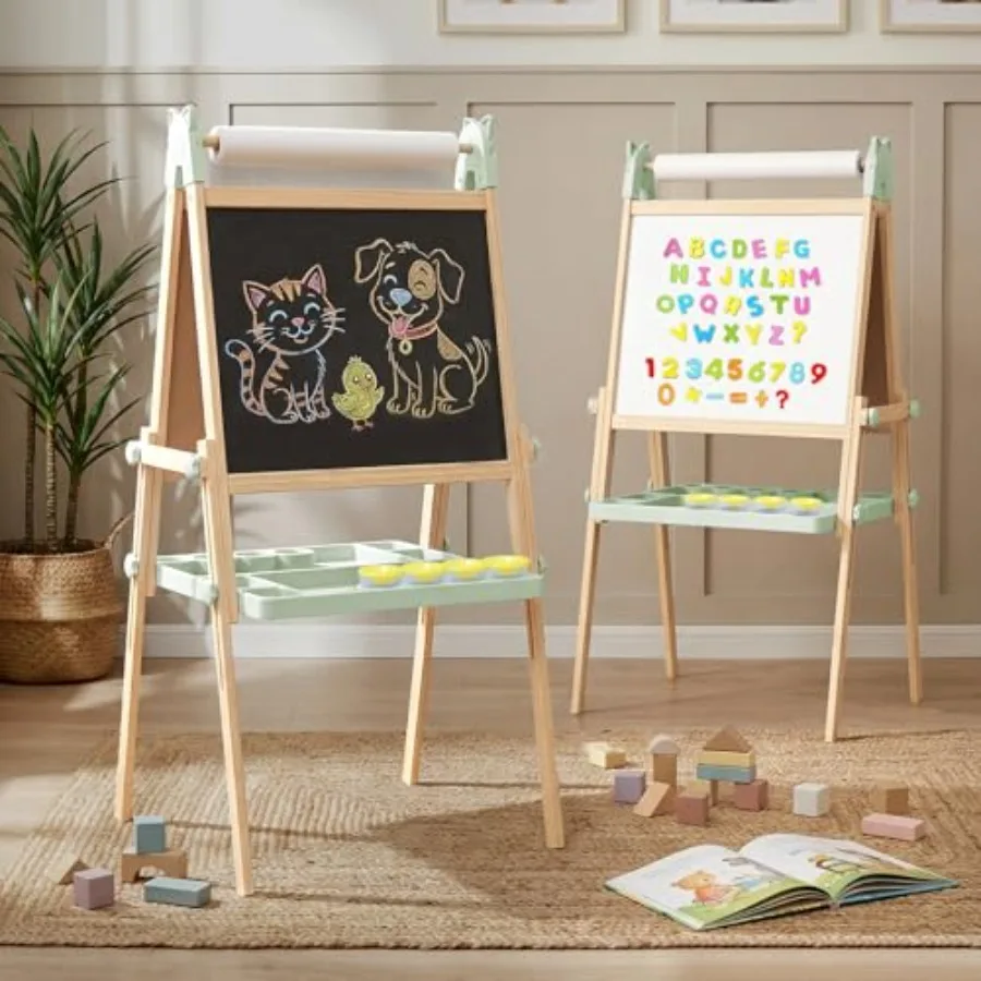 

Доска-мольберт для детей 4-8 лет, мольберты для малышей, художественный мольберт для детей 8-12 лет, деревянные мольберты для рисования, двусторонняя магнитная доска для рисования и письма мелом