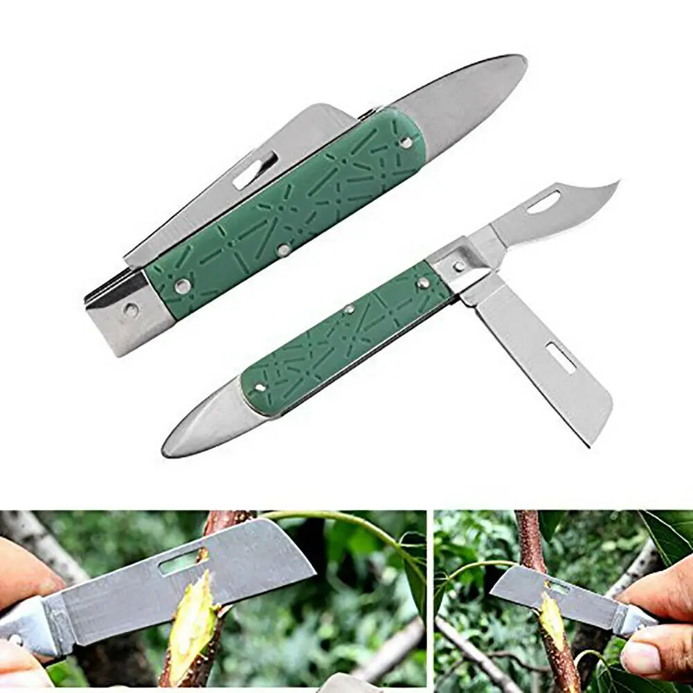 Grafting Folding Knife Garden Seedling Foldable Cutter Branch Cutting Pruning Tool Tree Budding Blade Nursery Bark Peeler Lifter