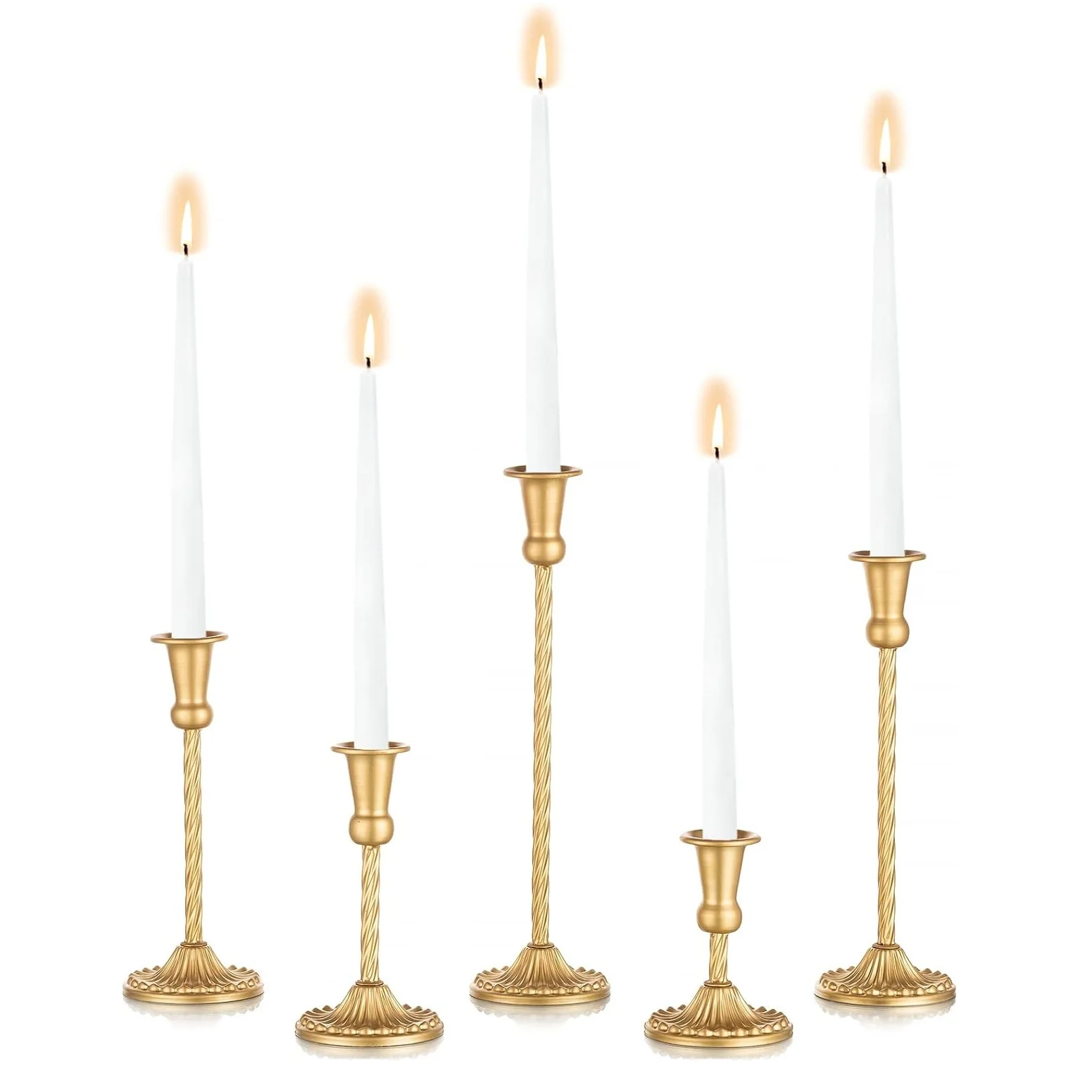 

5pcs Golden Candlestick Holders Decorative Candle Holder for Candlesticks Taper Candles Wedding Candlelight Table Centerpiece