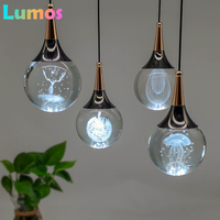 Nordic Crystal LED Pendant Light for Bedroom Bedside Living Dining Room Study Hanging Lamp Interior for Home Decor Chandelier