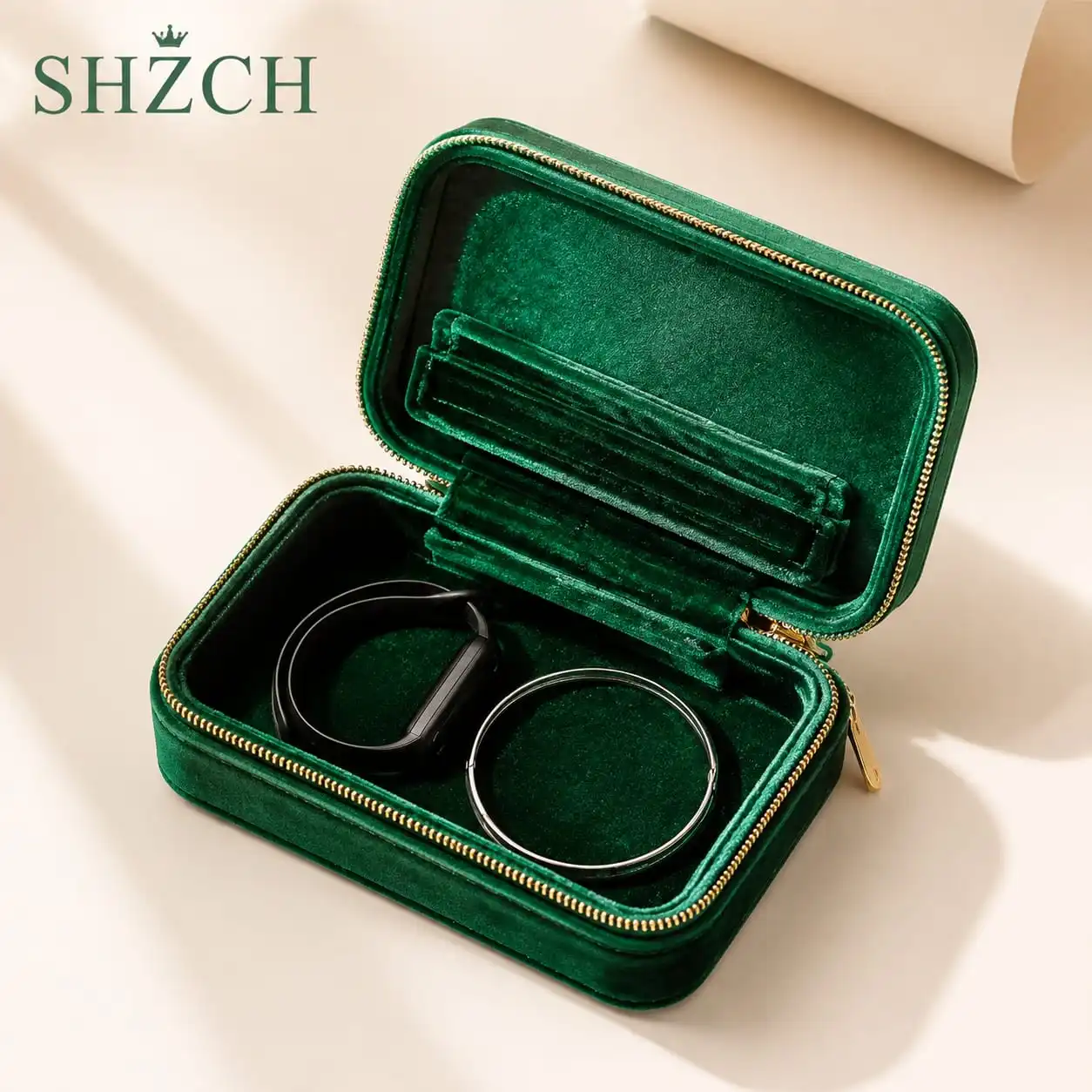 Portable Noble Velvet Jewelry Box Double Layer Design High Capacity Travel Ring Necklace Earrings Jewellery Organizer