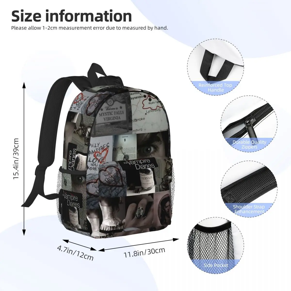 The Vampire Diaries Damon Salvatore Backpack Student BookBag Children School Bag Computer Shoulder Bags for Men Women