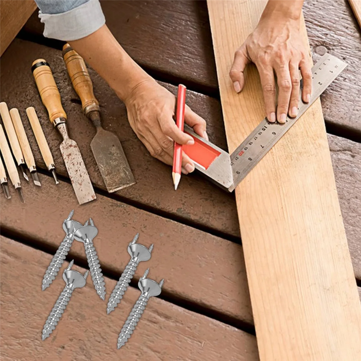 AT77 50PCS Seamless Nails Double-Headed Screw Solid Wood Baseboard Seamless Nails Foot Line Special Nails Security Screws