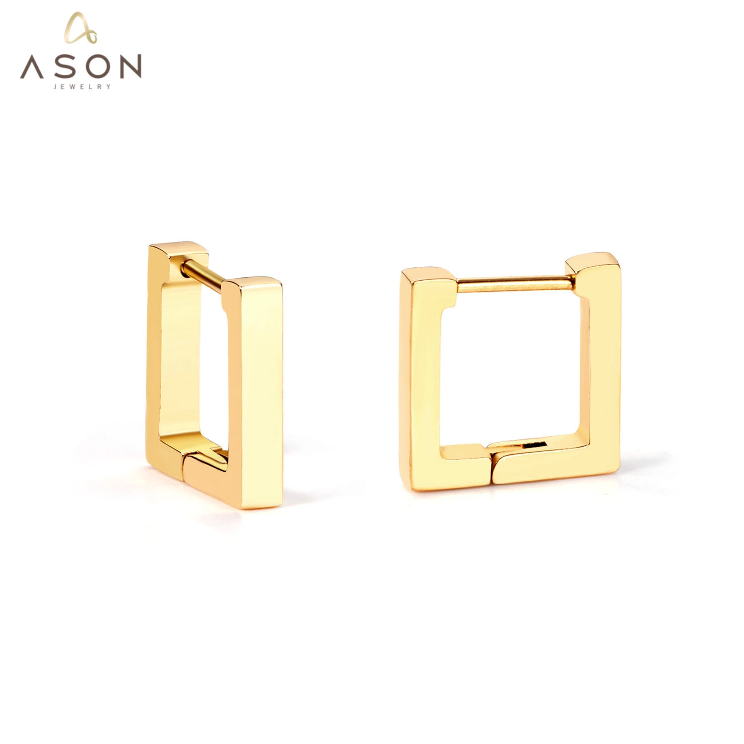 ASONSTEEL Gold Color Square Rectangle Piercing Hoops Earrings Stainless Steel Geometric Earrings for Women Fashion Jewelry Gift