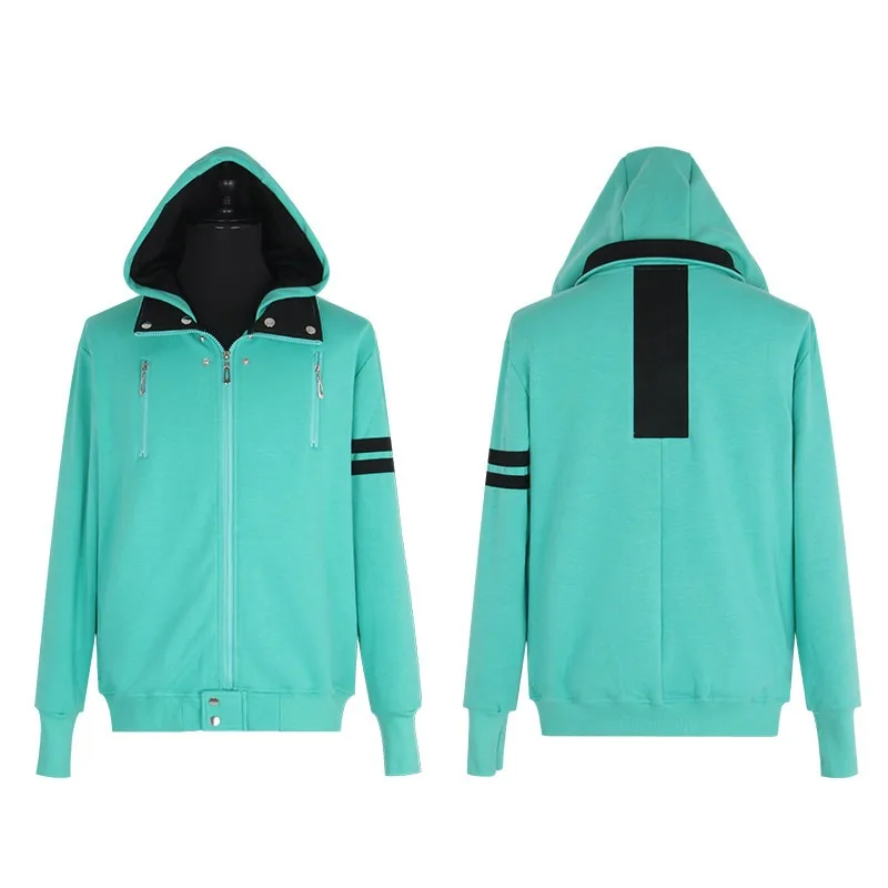 Anime Kaneki Ken Cosplay Costume Green Hooded Sweatshirt Zipper Jacket Coat for Men Role Play Outfit Casual Clothing view 4