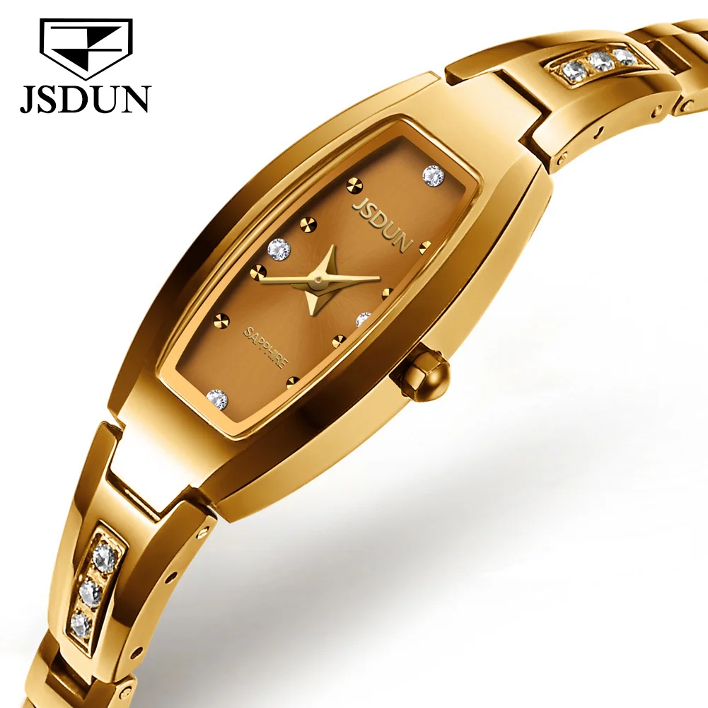 

JSDUN Japen Quartz Movement Watch Sapphire Crystal Mirror Tungsten Steel Strap Textured Dial 50M Waterproof Watches for Girls