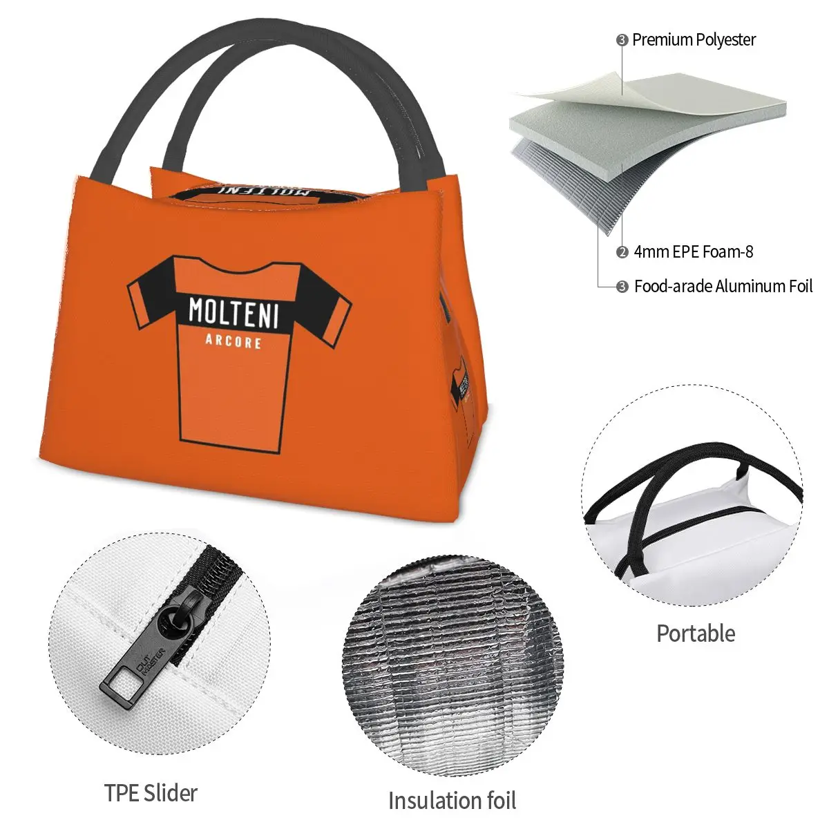 Molteni-Isolado Bento Tote Piquenique Sacos de Almoço para Mulheres e Crianças, Saco Térmico Refrigerador, Coleção Retro Jerseys