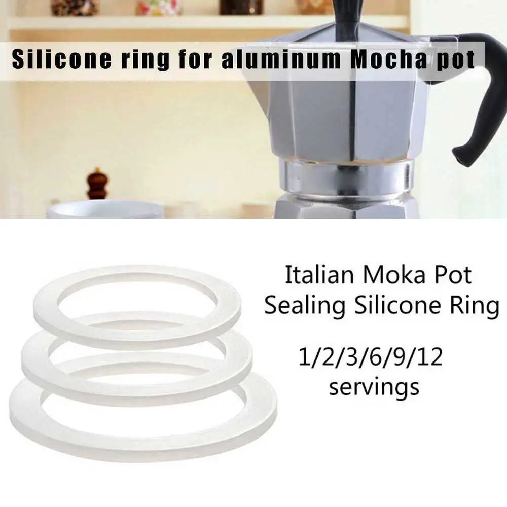Junta de anillo de sellado de silicona para Moka Pot, accesorios para cafeteras Espresso, piezas, filtros de café, 1/2/3/6/9/12 tazas