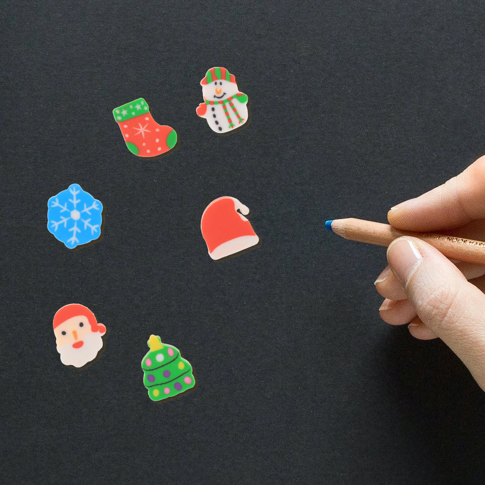 

Set of Xmas Shaped Erasers Santa Design Portable Erasers Durable Daily Use Student Supply Student Accessory