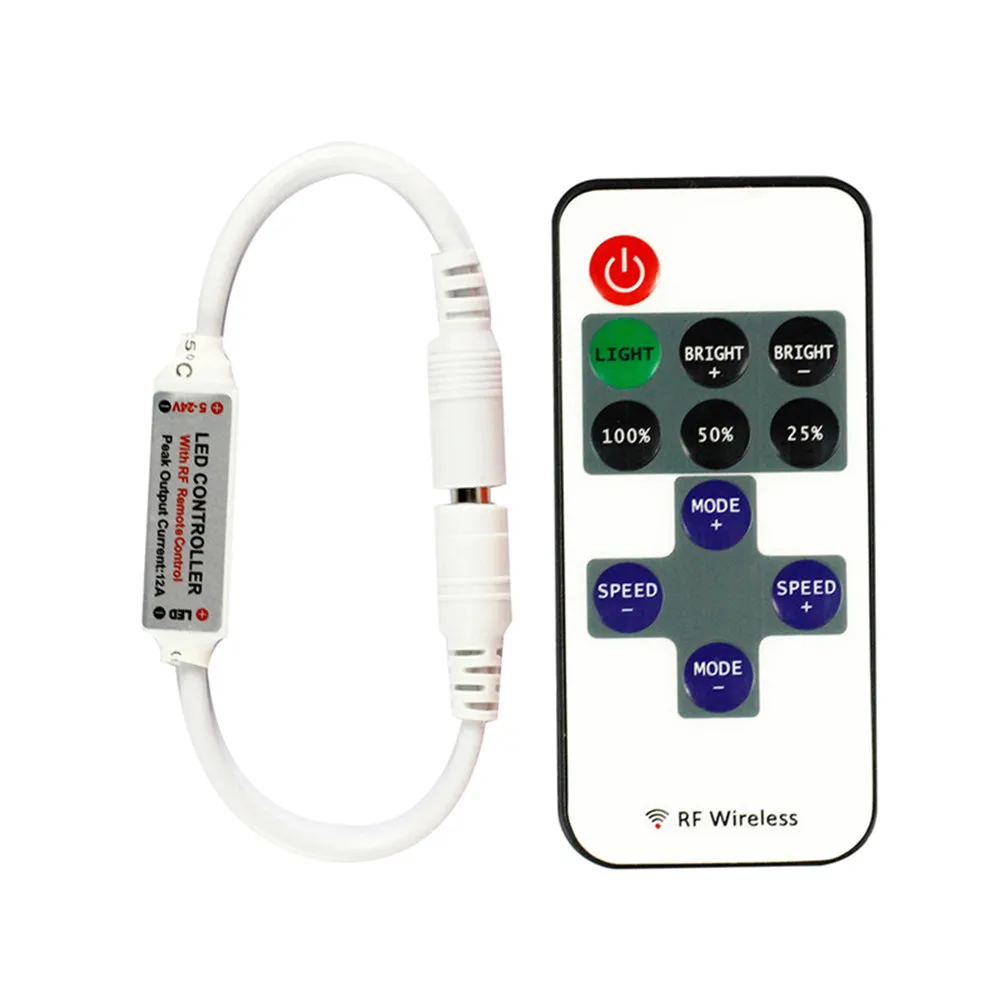Single Color LED Controller Wireless 11 Keys Remote Brightness Dimmer Monochrome LED Strip Lights 10-Level Brightness 8