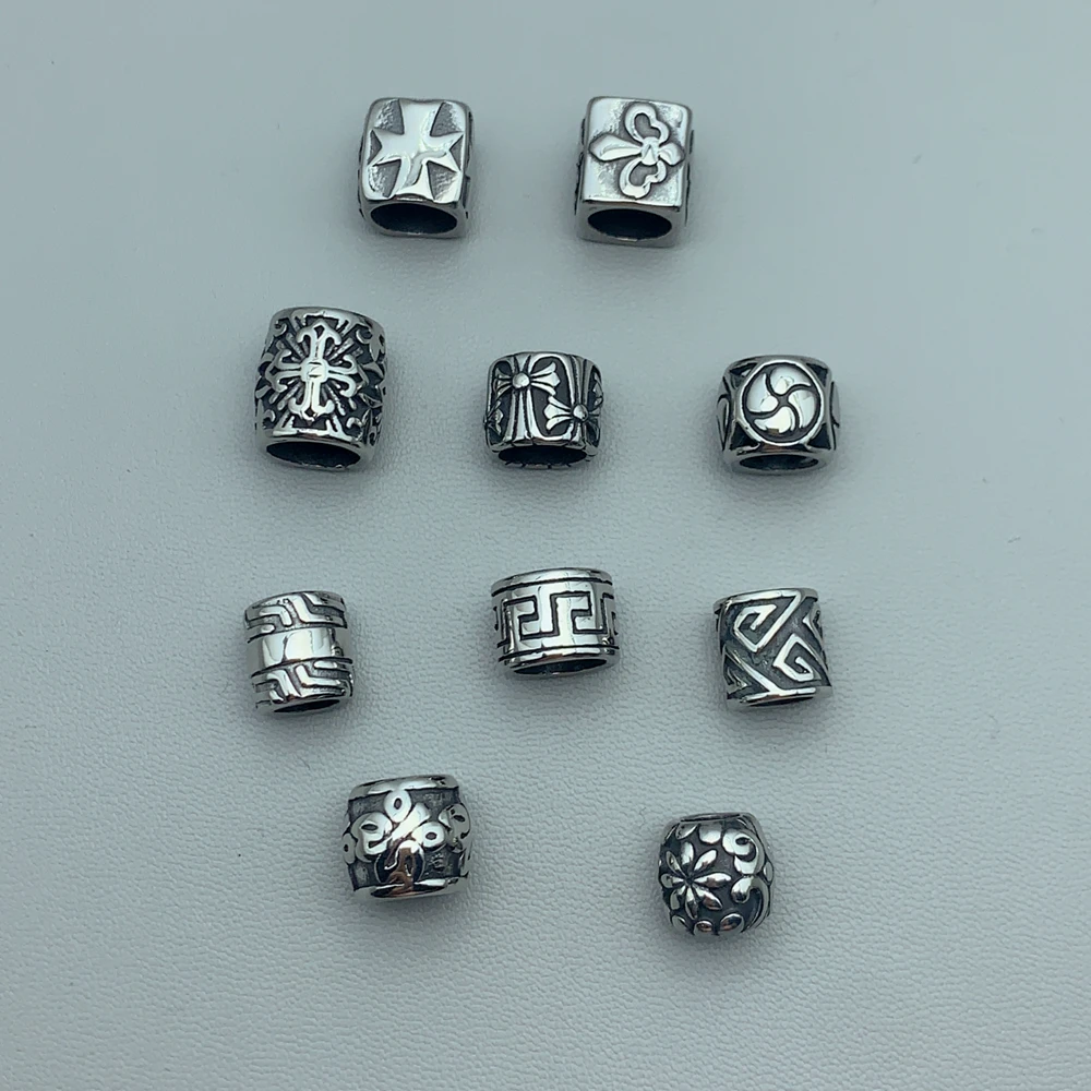 

5Pcs/Pack Stainless Steel Spacer Beads Large Hole Tube Round Beads For Charm Bracelet Necklace DIY Jewelry Making Accessories