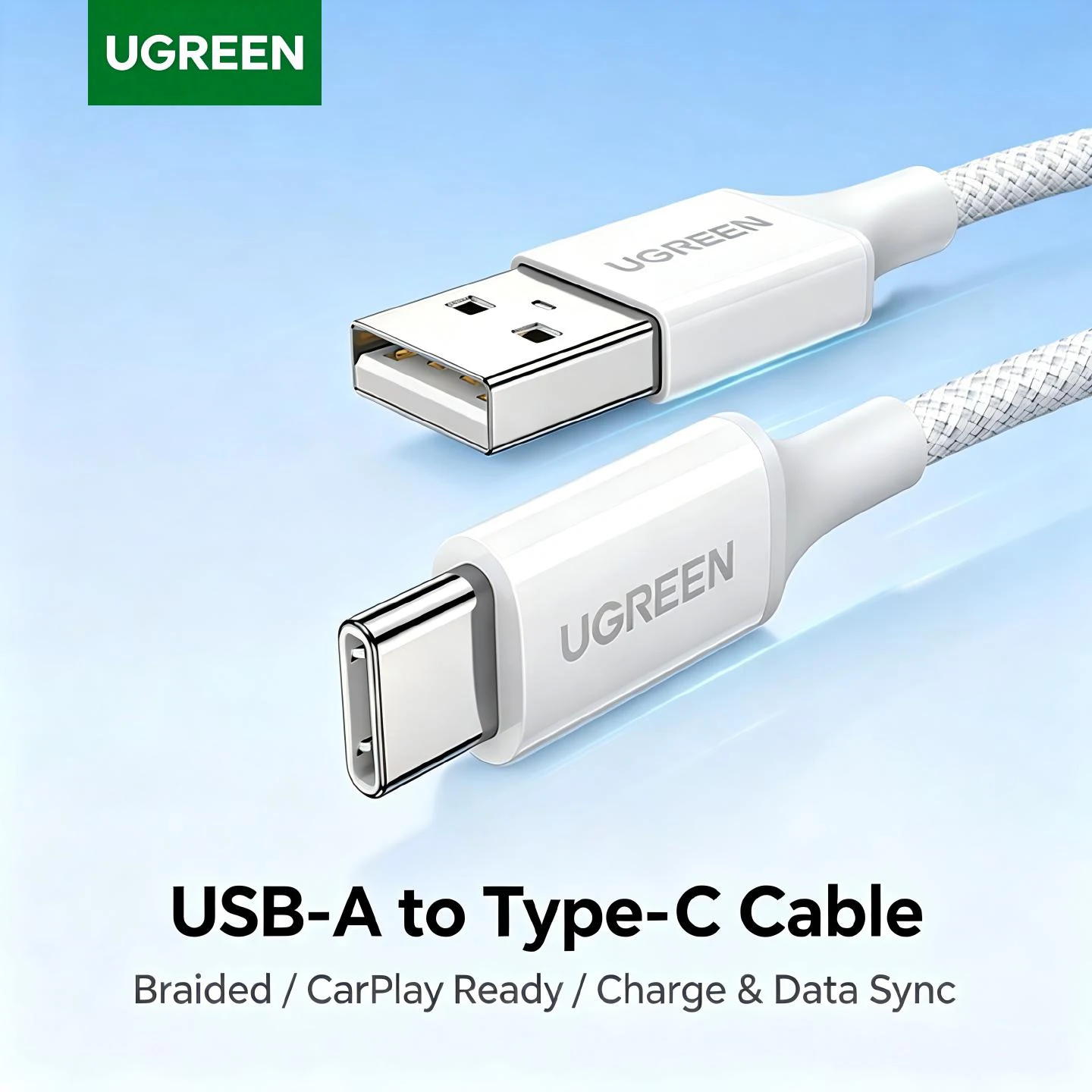 UGREEN USB A To Type C Cable 3A Charging Carplay Data For Apple iPhone 18 17 16 Android Phone Charger Braided Short Long 3m 1m 2