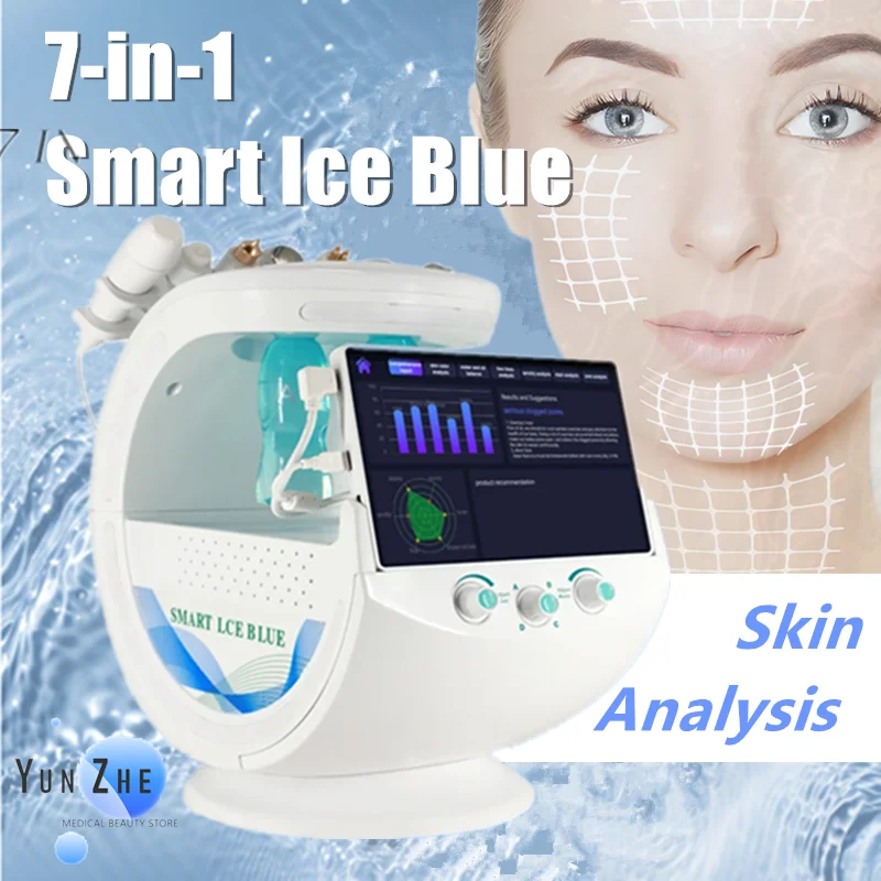 

Ice Blue 7 in 1 Hydro Facial Apparatus Diamond Microdermabrasion Professional Facial Machine Skin Analysis Oxygen Skin Care