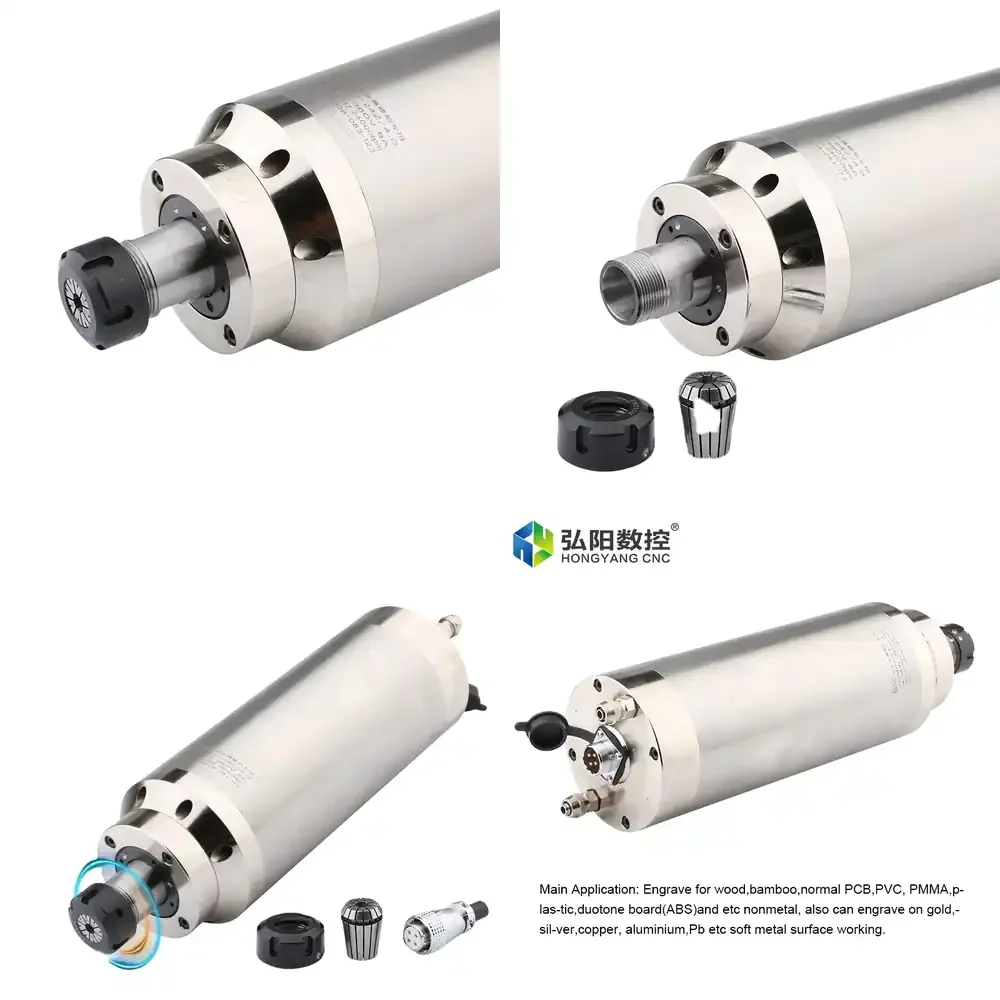 

Hongyang Water Cooling Spindle 4kw 24000rpm ER25 Cnc Router Water Cooling Spindle Motor Milling Aluminum Copper Steel