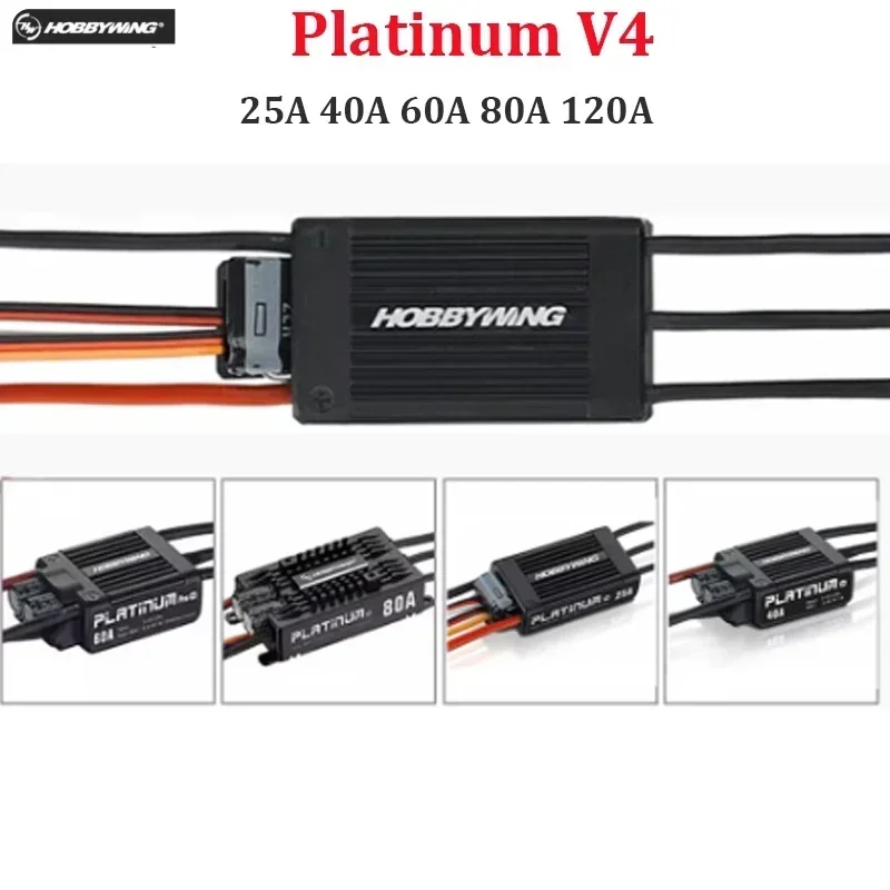 VoiFly Hobbywing Platinum V4 Brushless ESC 25A 60A For RC Helicopter Airplane Optional LCD Pro Program Box