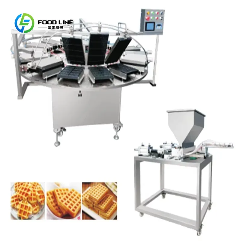 Automatic New Electric SUS304 Waffle Machine with Round Slices and Egg Roll Board